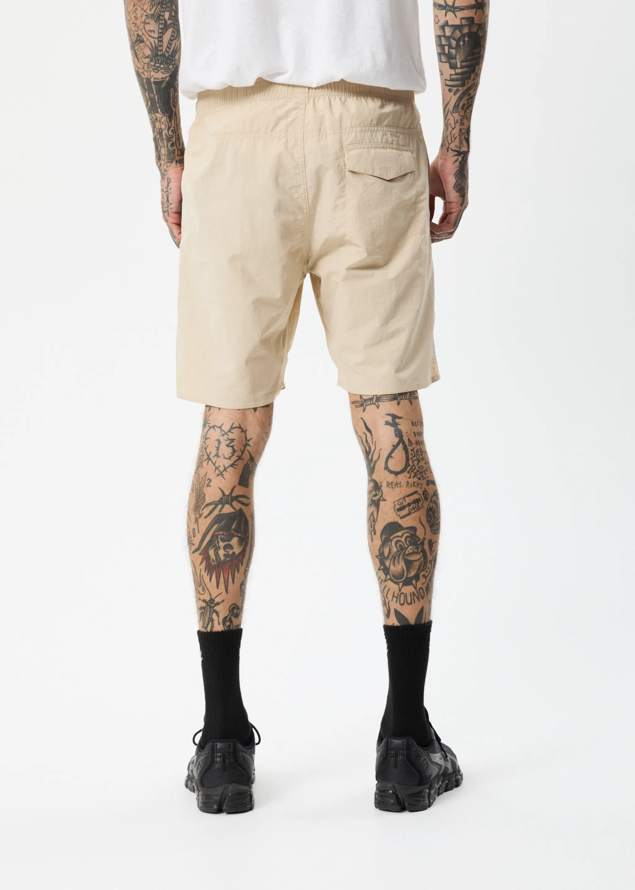 AFENDS Mens Baywatch Misprint - Elastic Waist Shorts - Bone