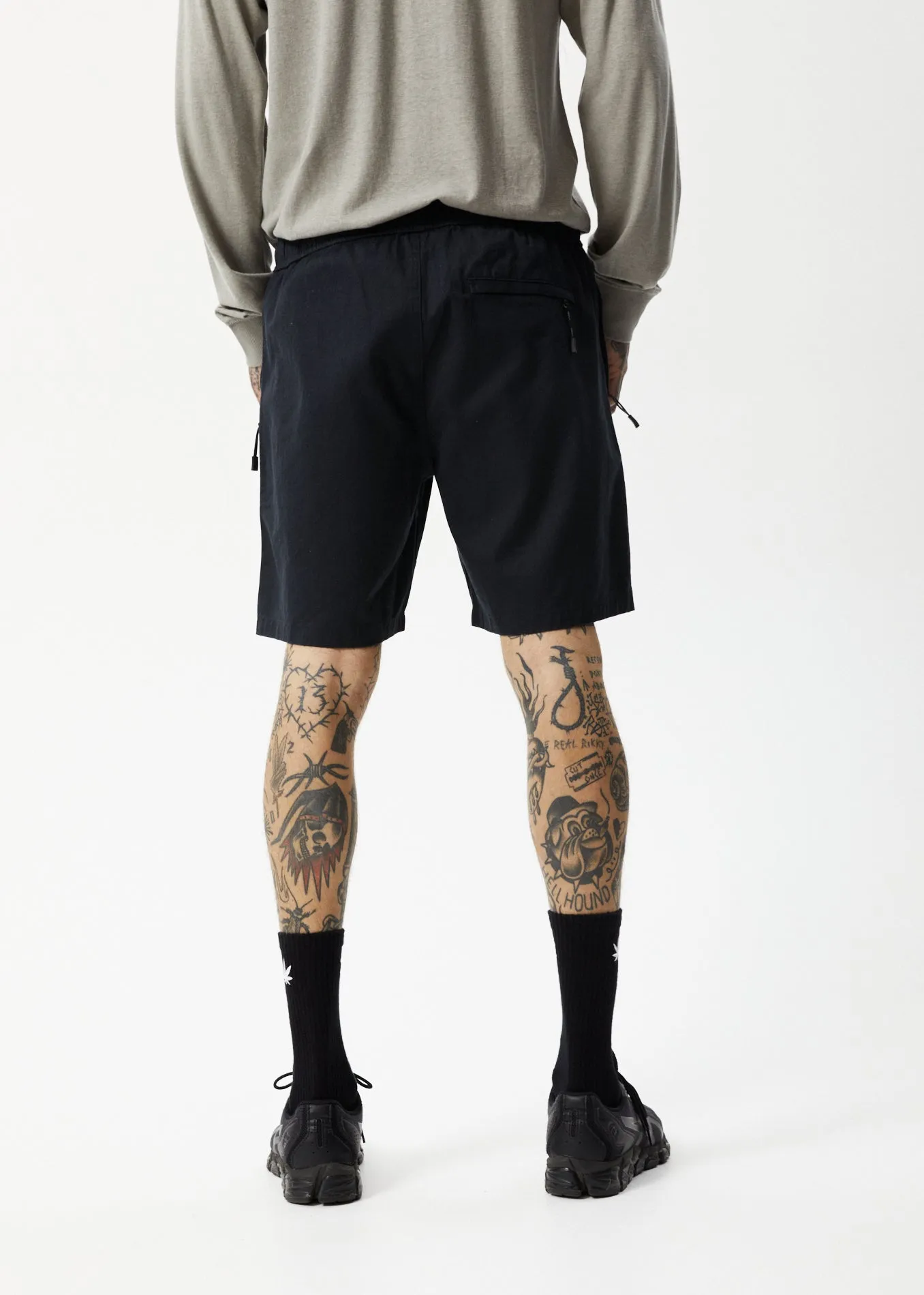 Afends Mens Cabal - Hemp Elastic Waist Shorts - Black