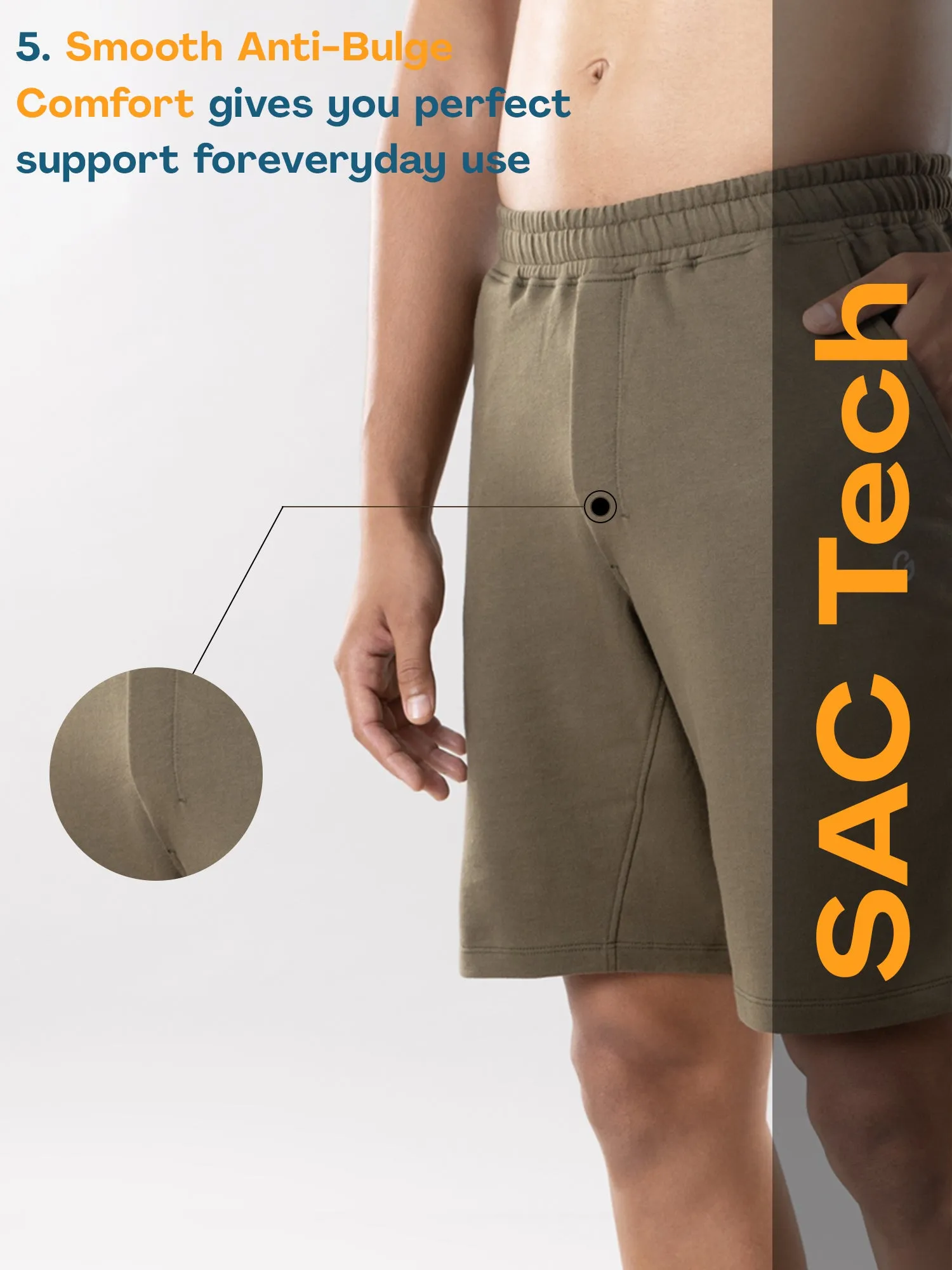 Anti Stain & Anti Odor Shorts with SAC Tech & Smart Pocket - Dark Olive