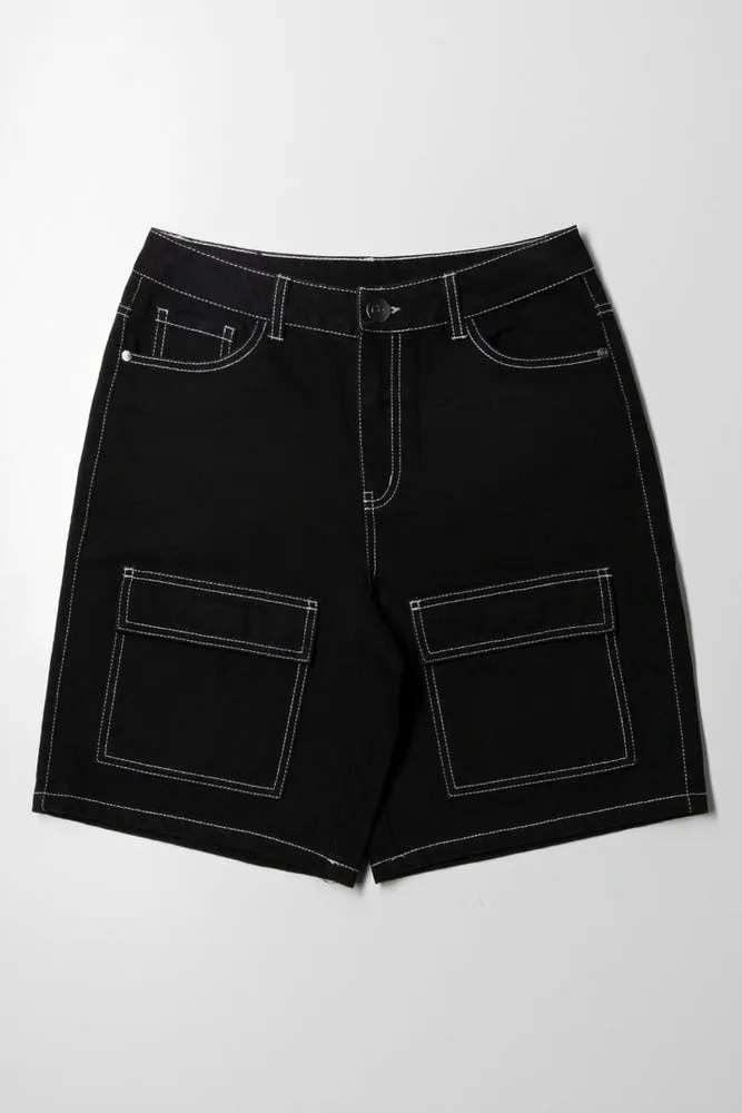 Bermuda Cargo Denim Short Black