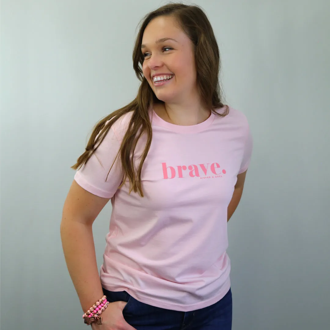 BRAVE - Soft Pink Boxy Tee - Pink Print