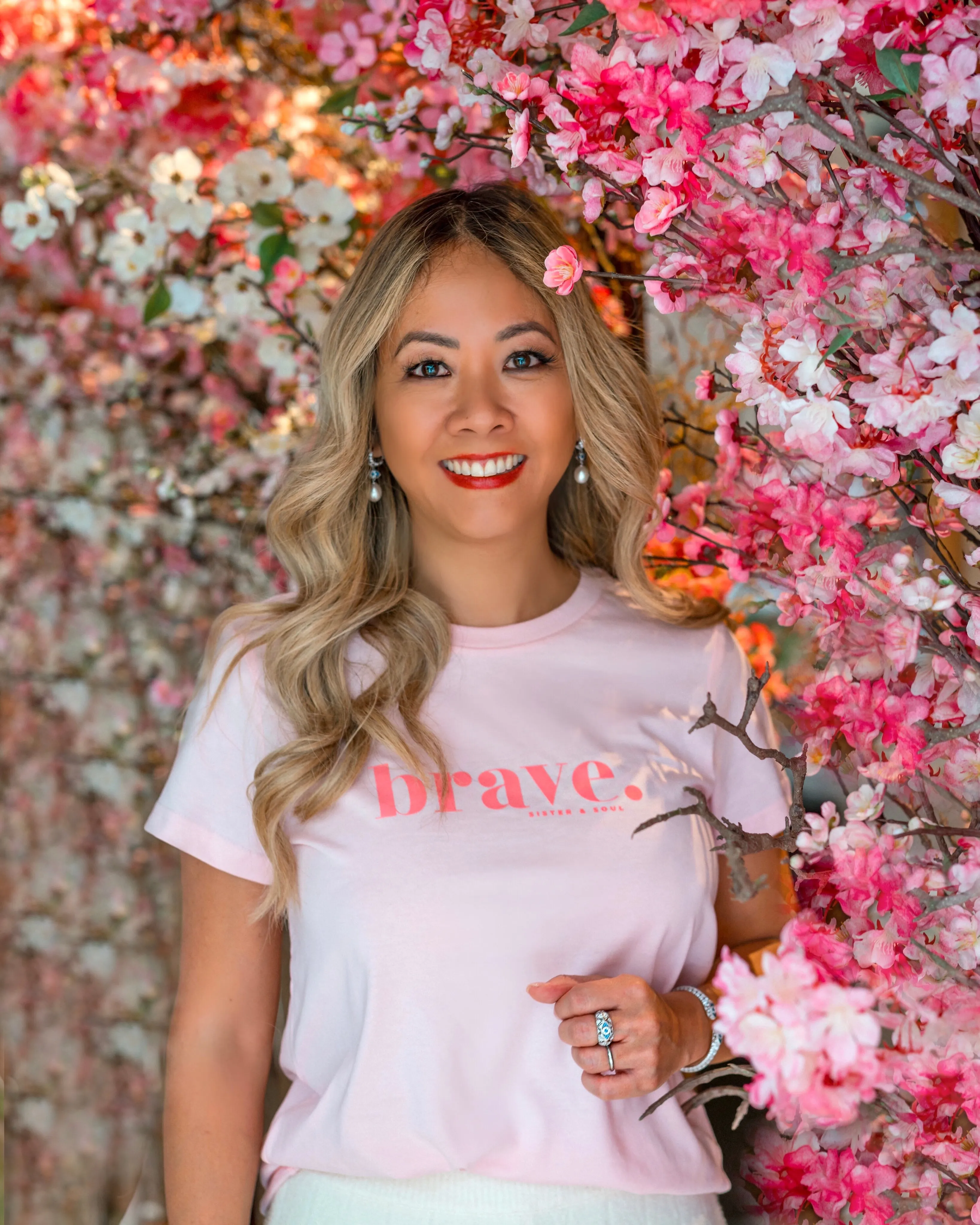 BRAVE - Soft Pink Boxy Tee - Pink Print