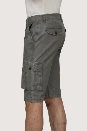 CARGO ENZYME WASHED REGULAR FIT OLIVE SHORTS