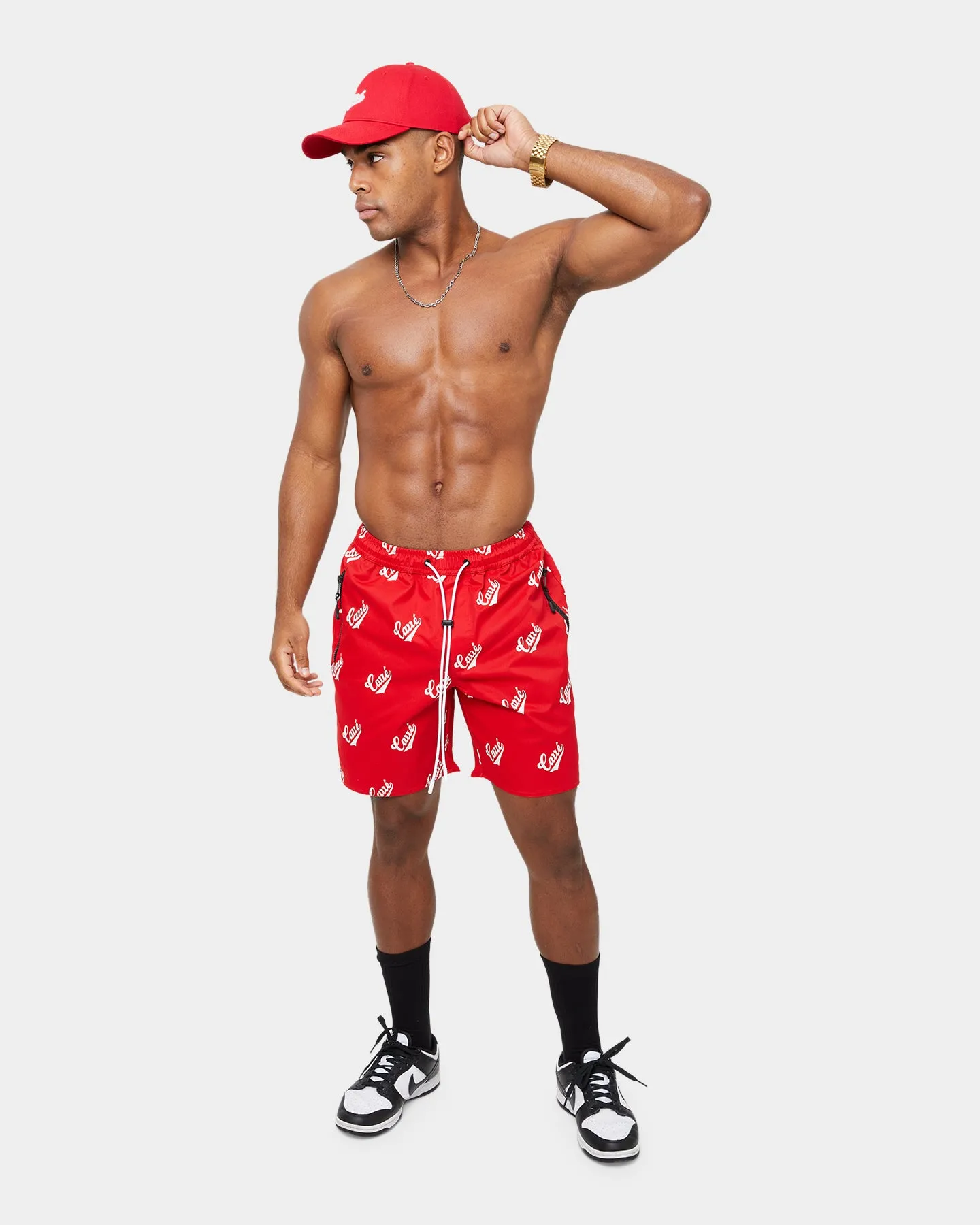 Carre Parc De Balle Repeat Logo Print Shorts Red