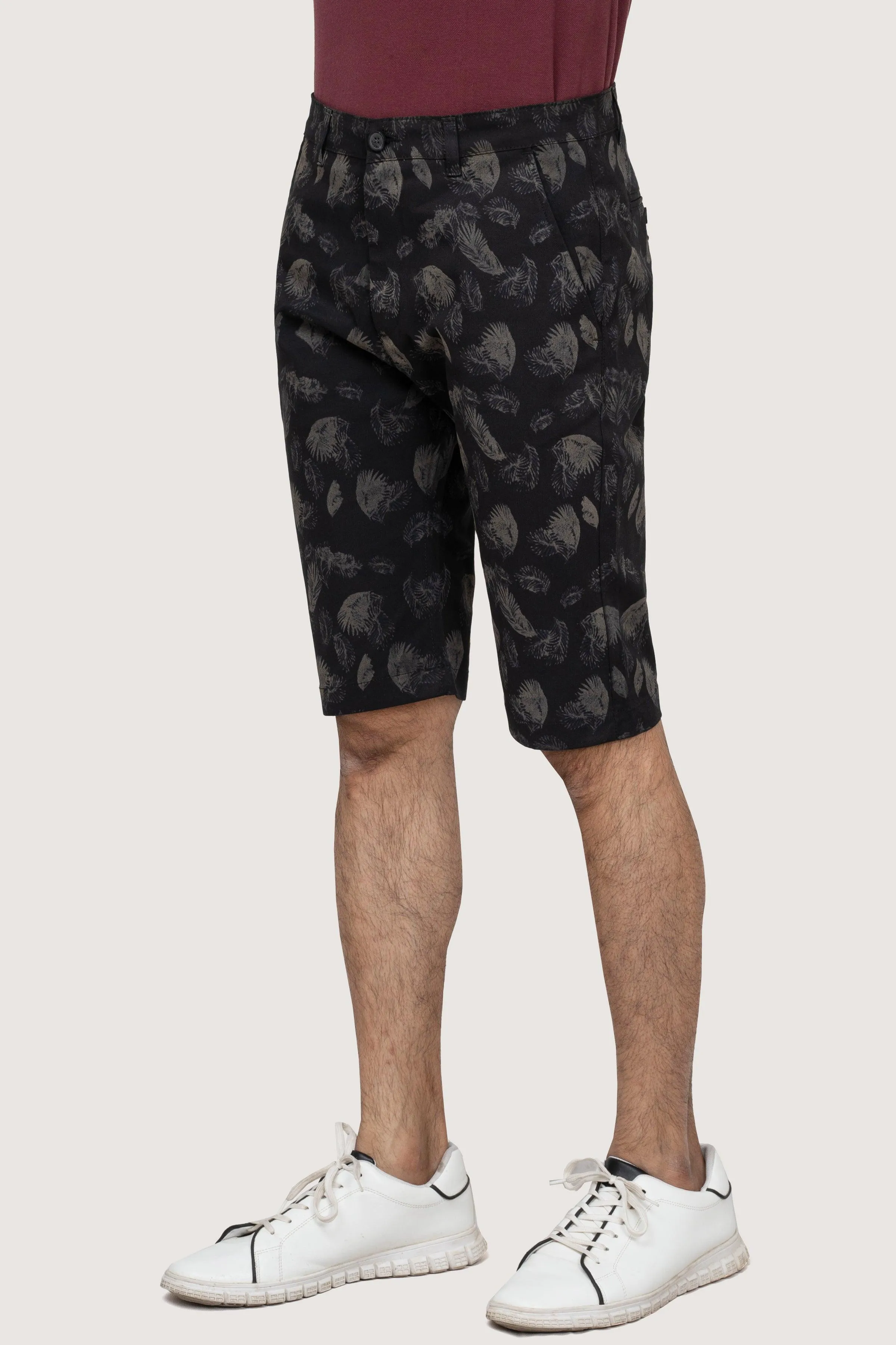 CROSS POCEKT PRINTED REGULAR FIT SHORTS BLACK