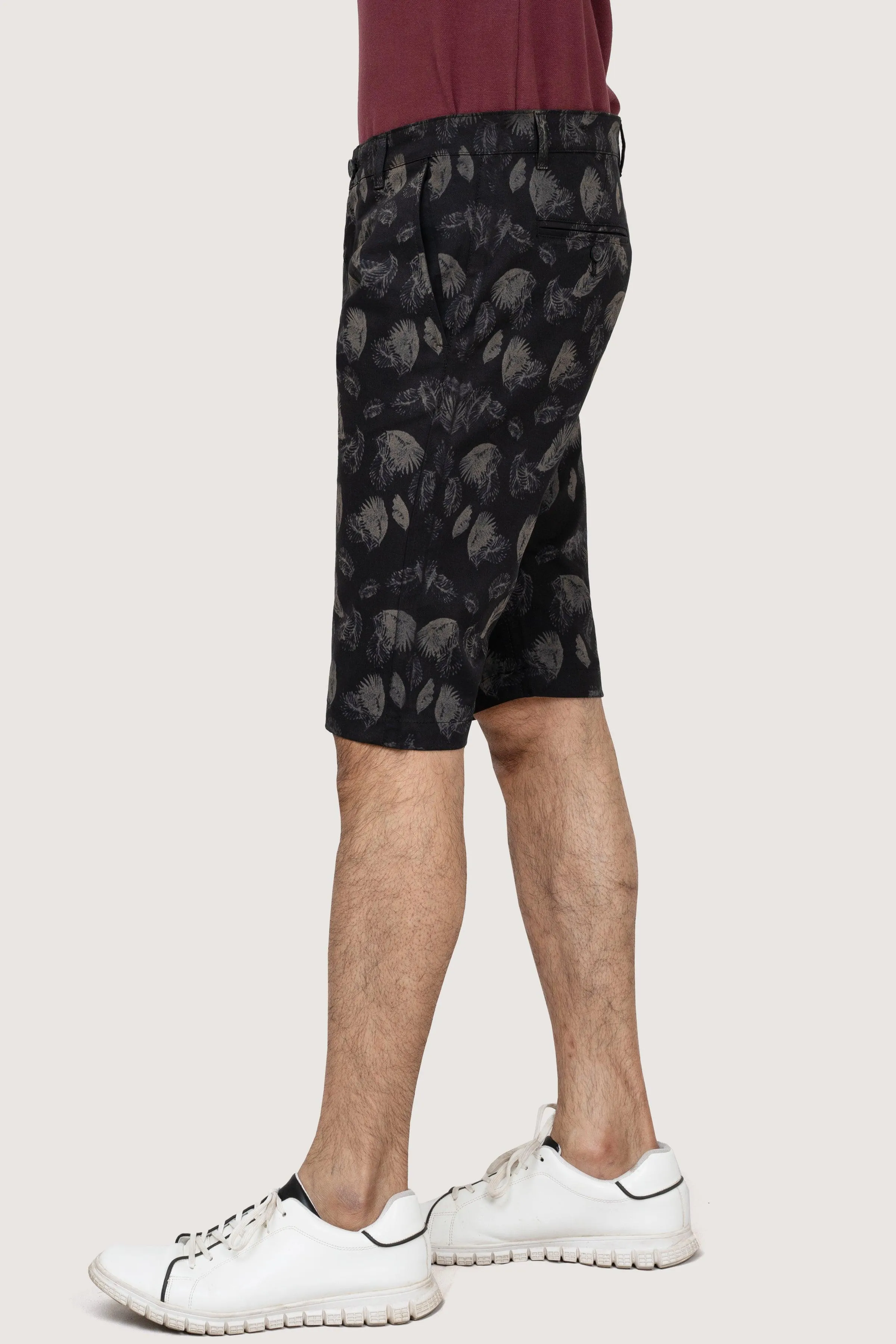 CROSS POCEKT PRINTED REGULAR FIT SHORTS BLACK