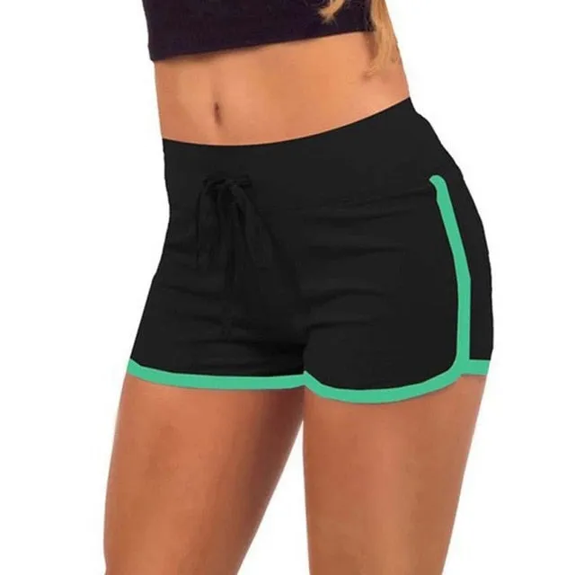 Esportes Fast Drying Drawstring Women Shorts Casual Anti Emptied Cotton Contrast Elastic Waist Correndo Short Pants