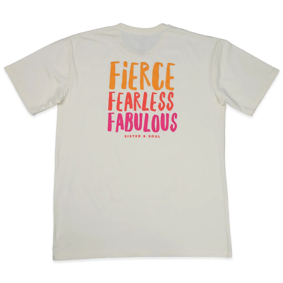 FIERCE FEARLESS FABULOUS  - Plus Size Long Boxy Tee - ECRU with Colourful Print