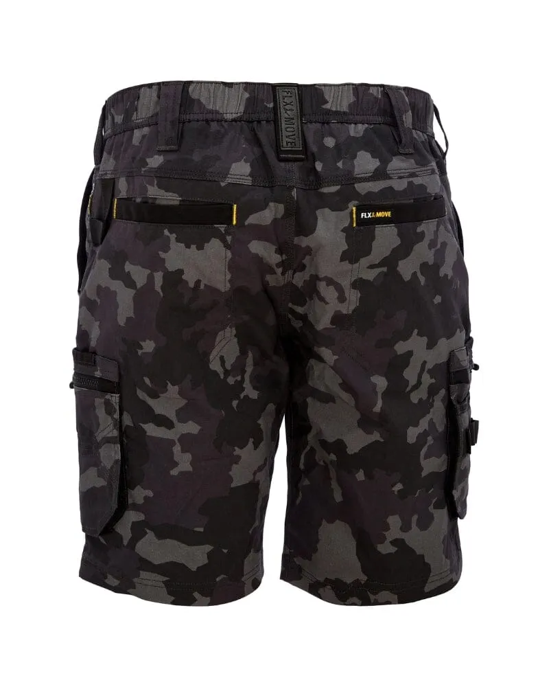 Flex and Move Stretch Canvas Cargo Short - Charcoal Camo