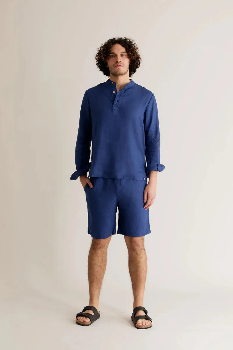 Jerry Linen Shorts Navy Blue