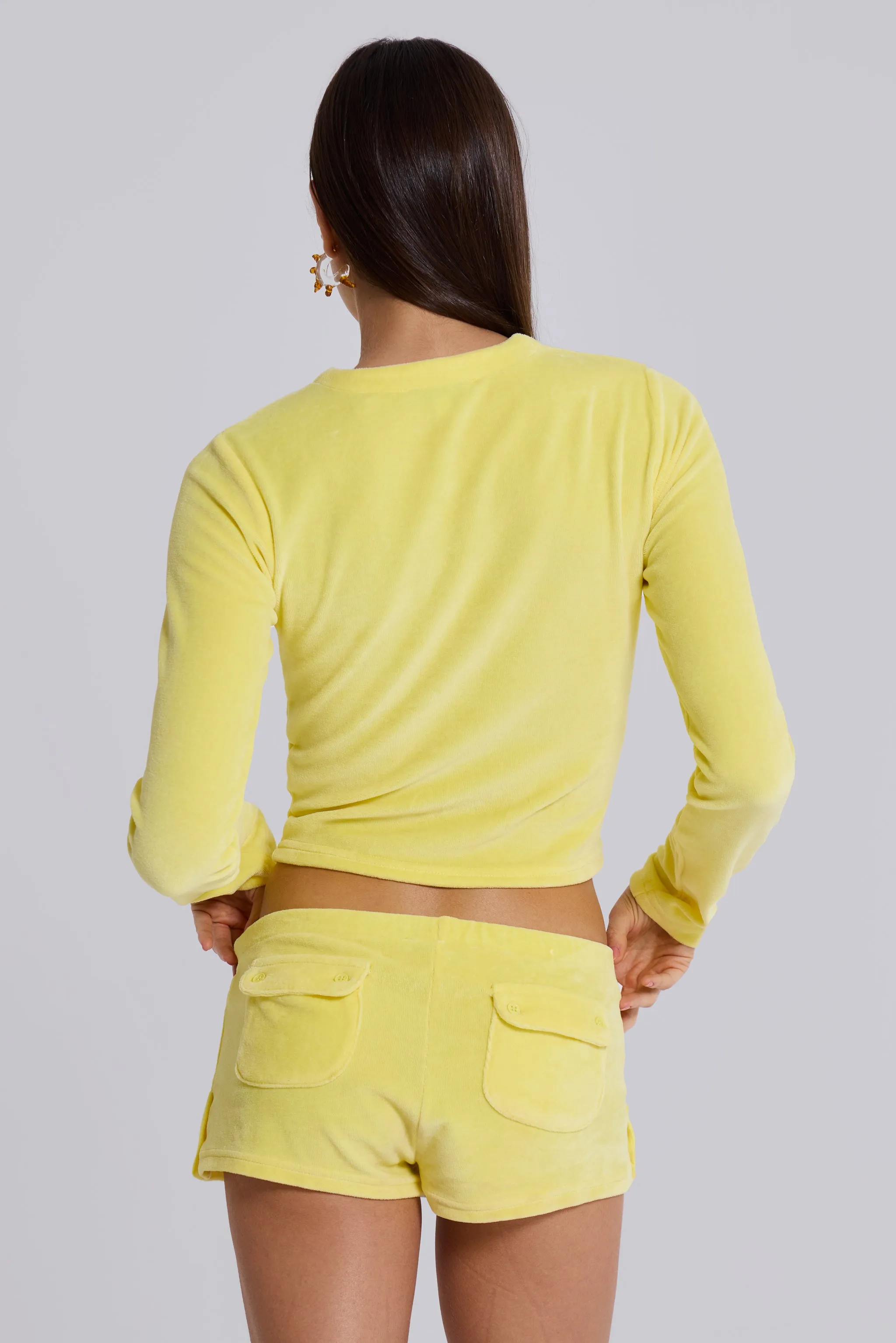 Lemon Velour Mini Shorts