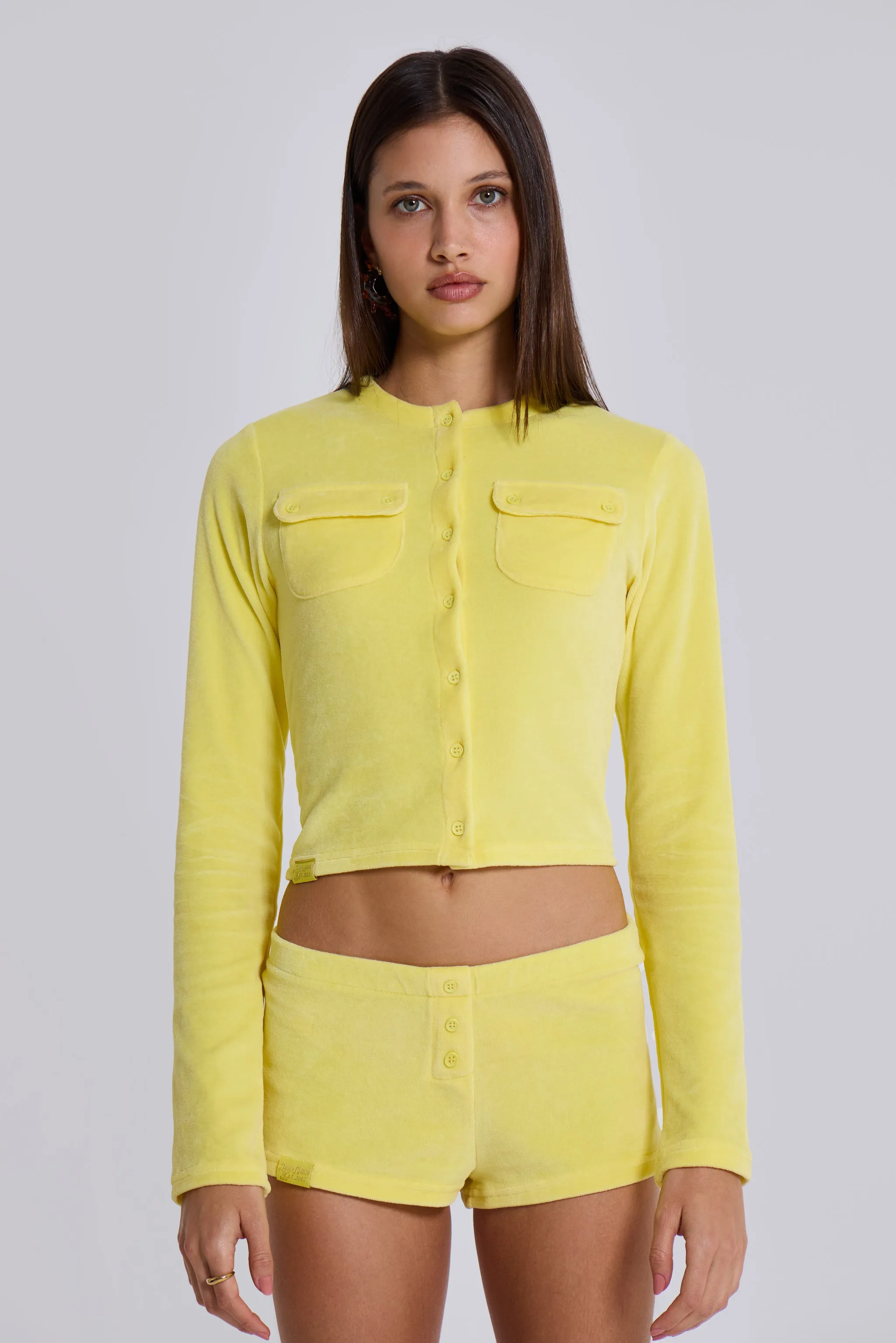 Lemon Velour Mini Shorts