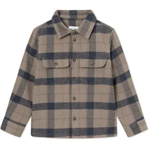 Les Deux Kids Desert Taupe/Dark Navy Checked Lennon Check Overshirt Kids