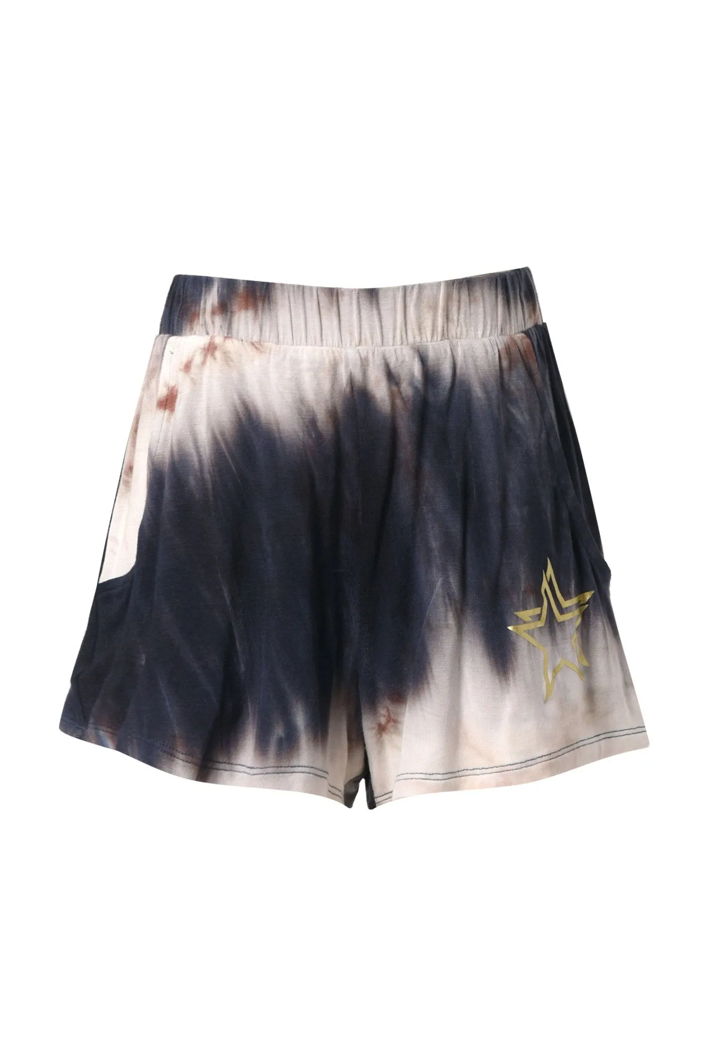 Little Girl's Tie Dye Gold Star Print Shorts