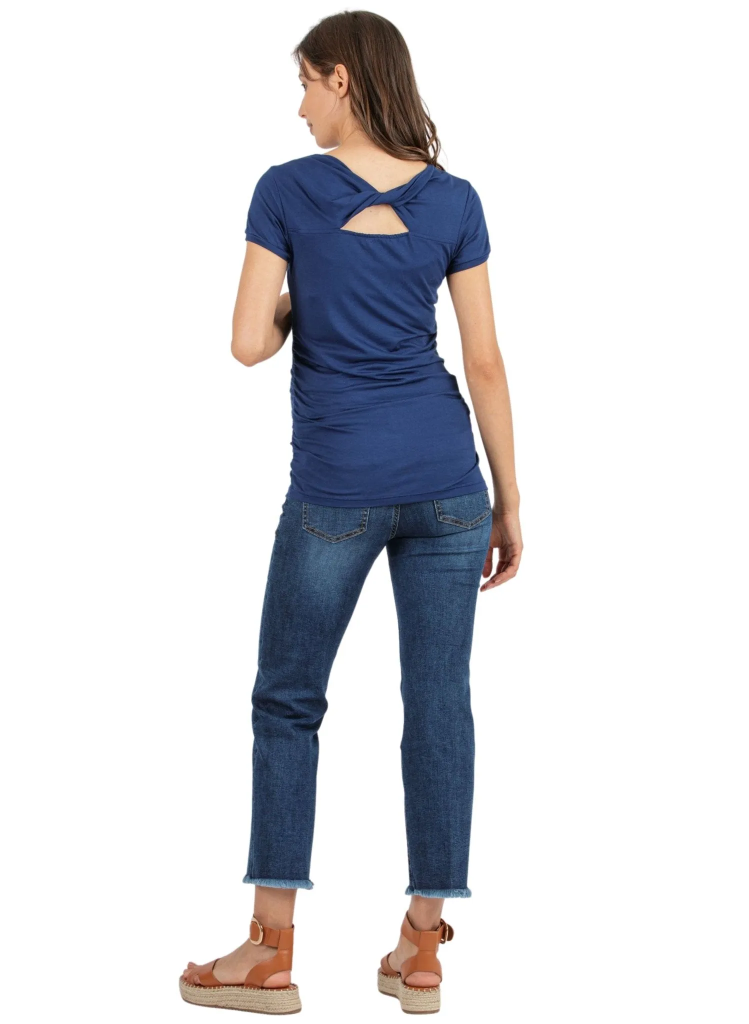 Maternity T-shirt with Back Yoke - Blue