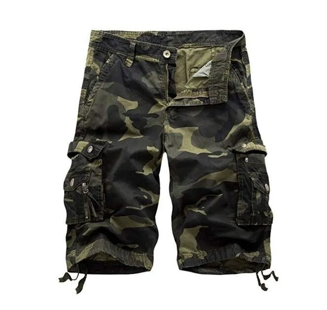 Mens Cotton Relaxed Fit Fit Outdoor Camouflage Camo Cargo Shorts