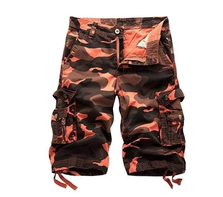 Mens Cotton Relaxed Fit Fit Outdoor Camouflage Camo Cargo Shorts