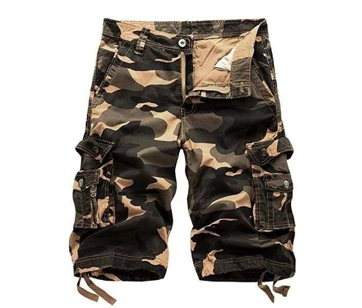 Mens Cotton Relaxed Fit Fit Outdoor Camouflage Camo Cargo Shorts