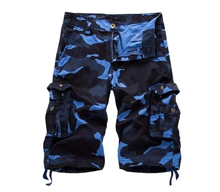 Mens Cotton Relaxed Fit Fit Outdoor Camouflage Camo Cargo Shorts