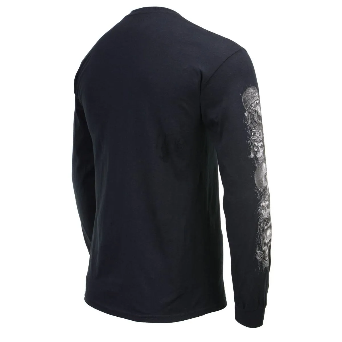 Milwaukee Leather MPMH117008 Men’s ‘Five Skulls’ Long Sleeve Black T-Shirt