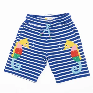 Mini Boden Boys Blue Striped Summer Shorts Drawstring Elasticated Waist with Pocket