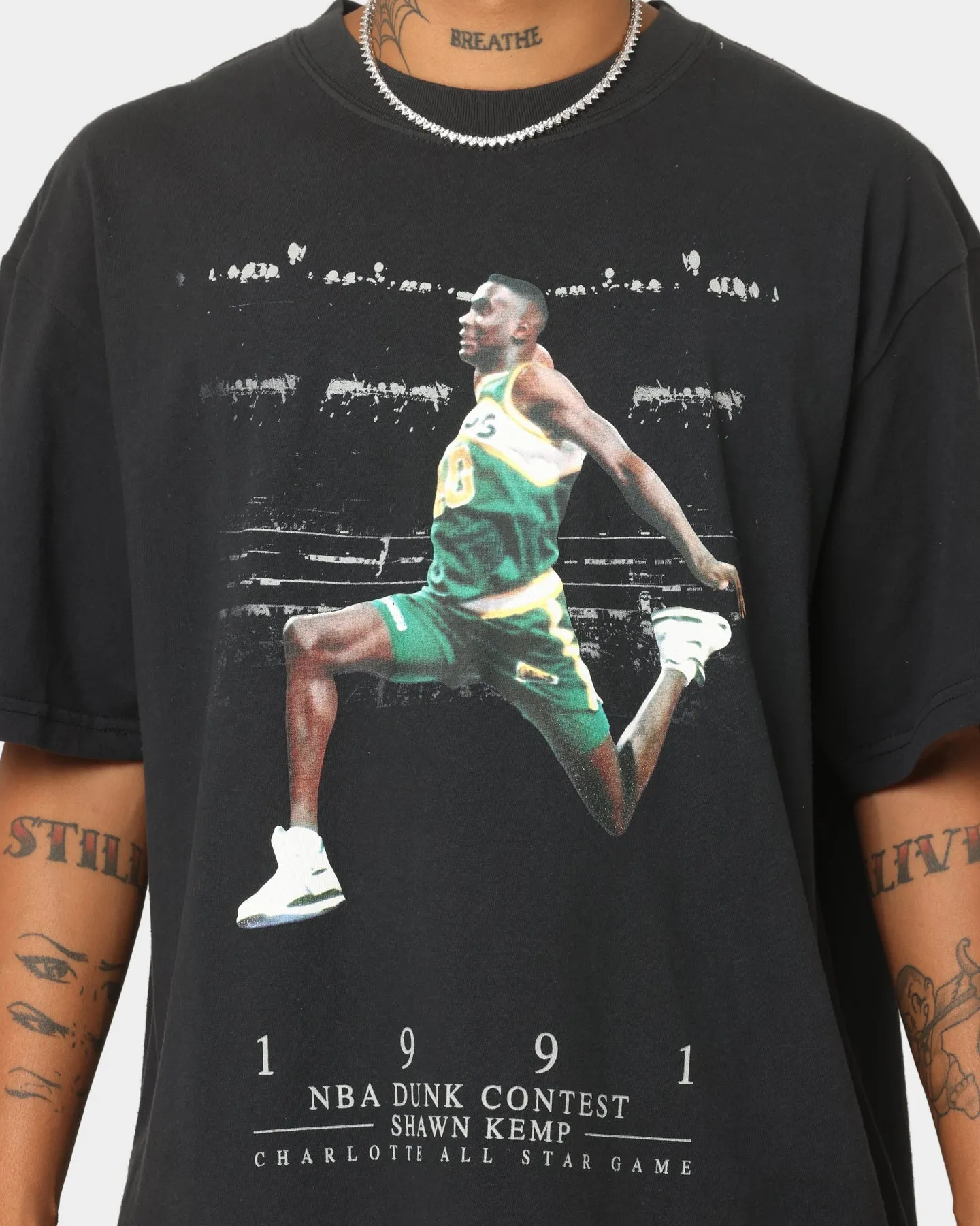 Mitchell & Ness Seattle Supersonics Shawn Kemp All Star Dunk T-Shirt Faded Black