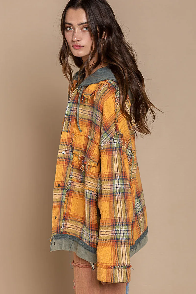 Never Plaid It So Well Longline Flannel Shacket in Mustard