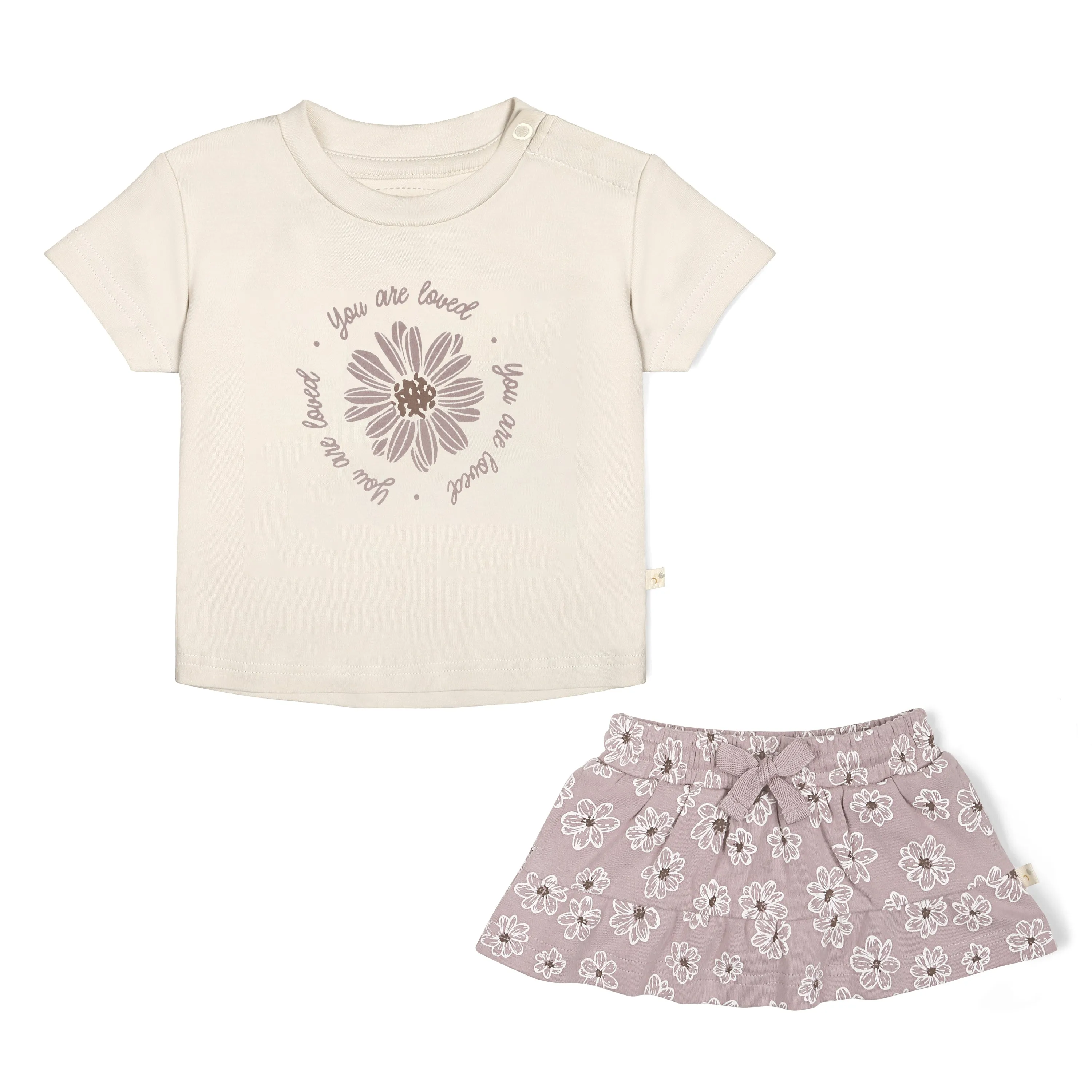 Organic Girls Tee and Skort Outfit - Daisies