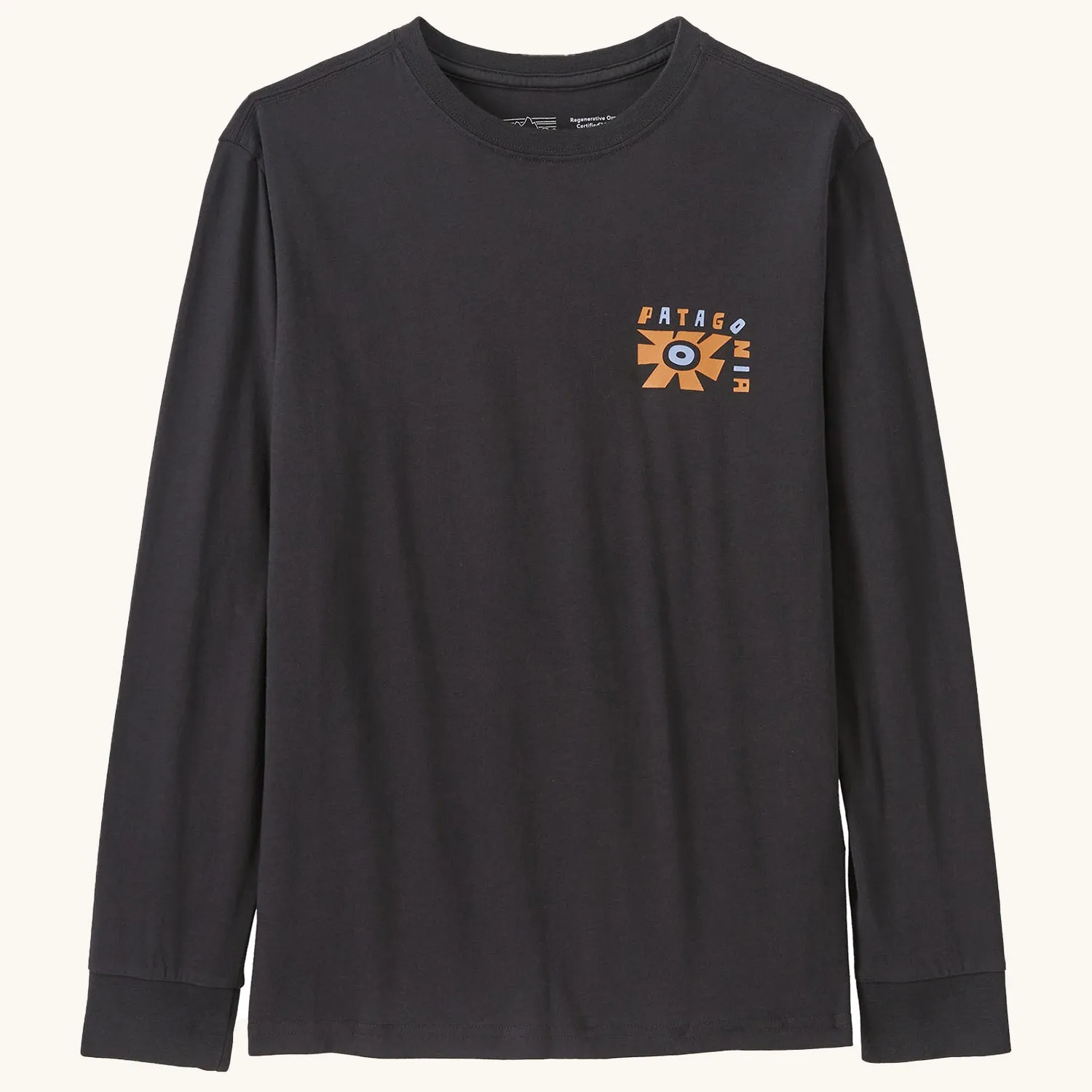 Patagonia Kids Long Sleeve Regenerative Organic Cotton Graphic T-shirt - Ink Black