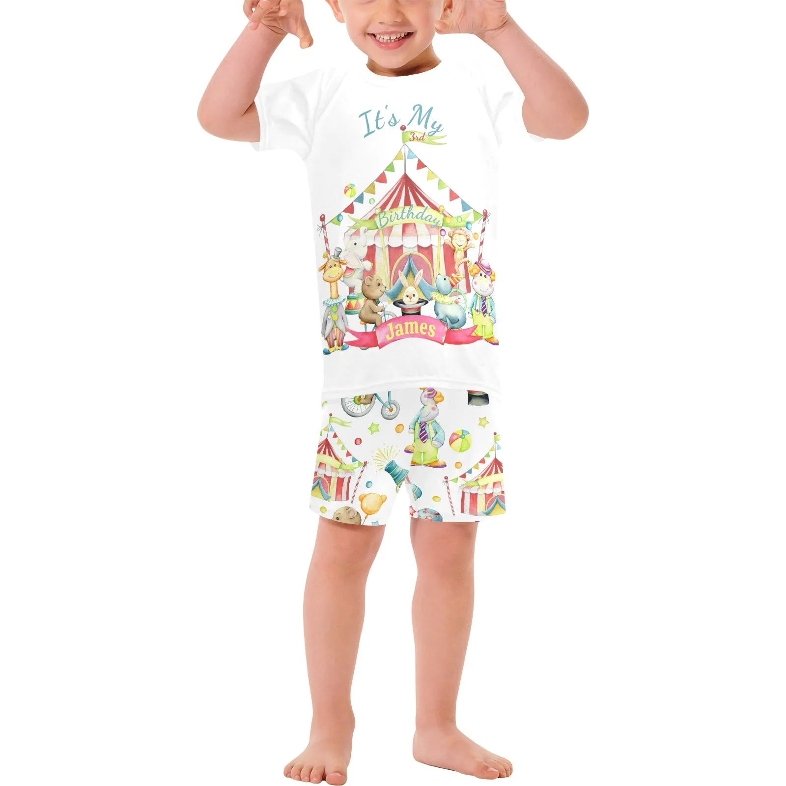 Personalised Circus Matching Birthday Shirt and Short Sets