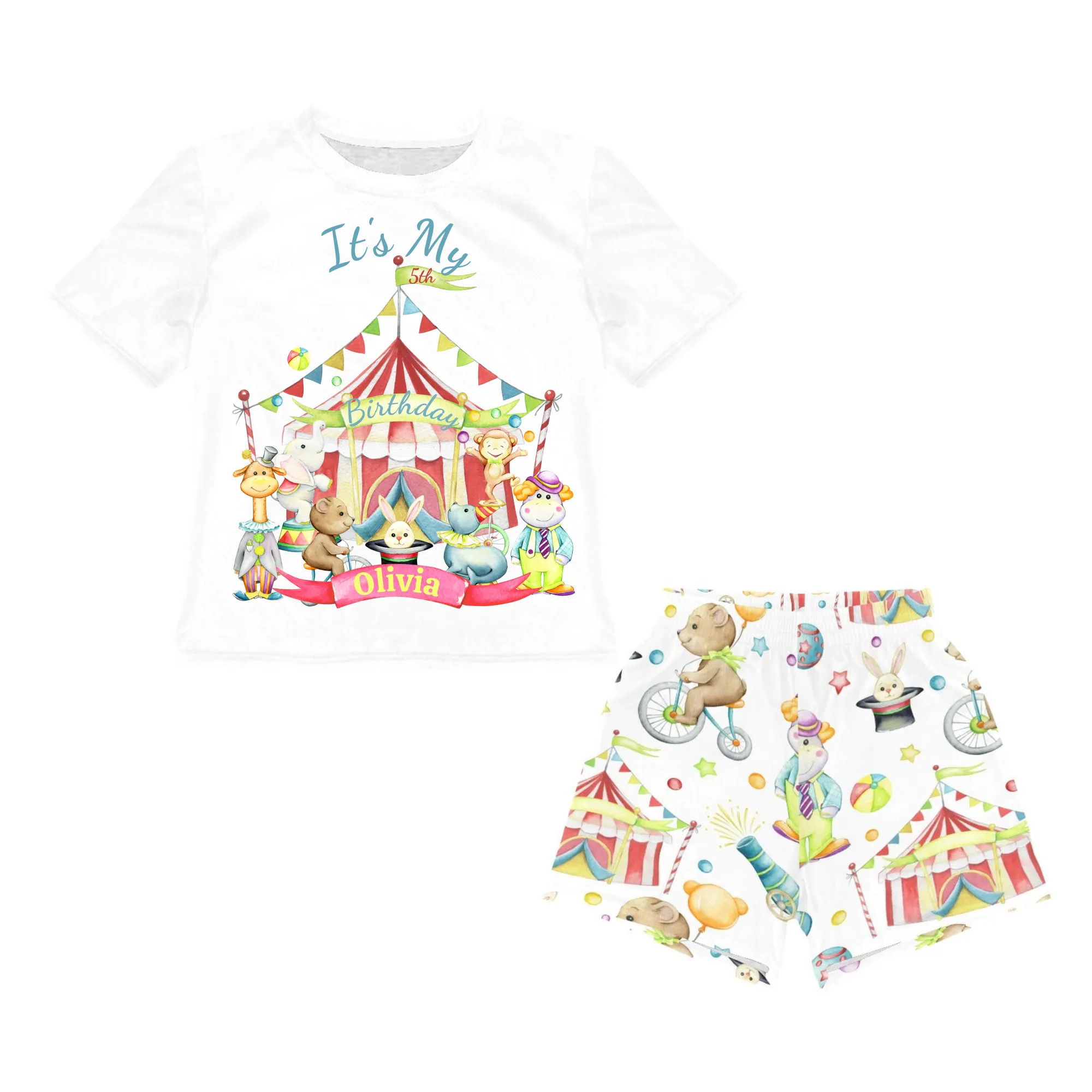 Personalised Circus Matching Birthday Shirt and Short Sets