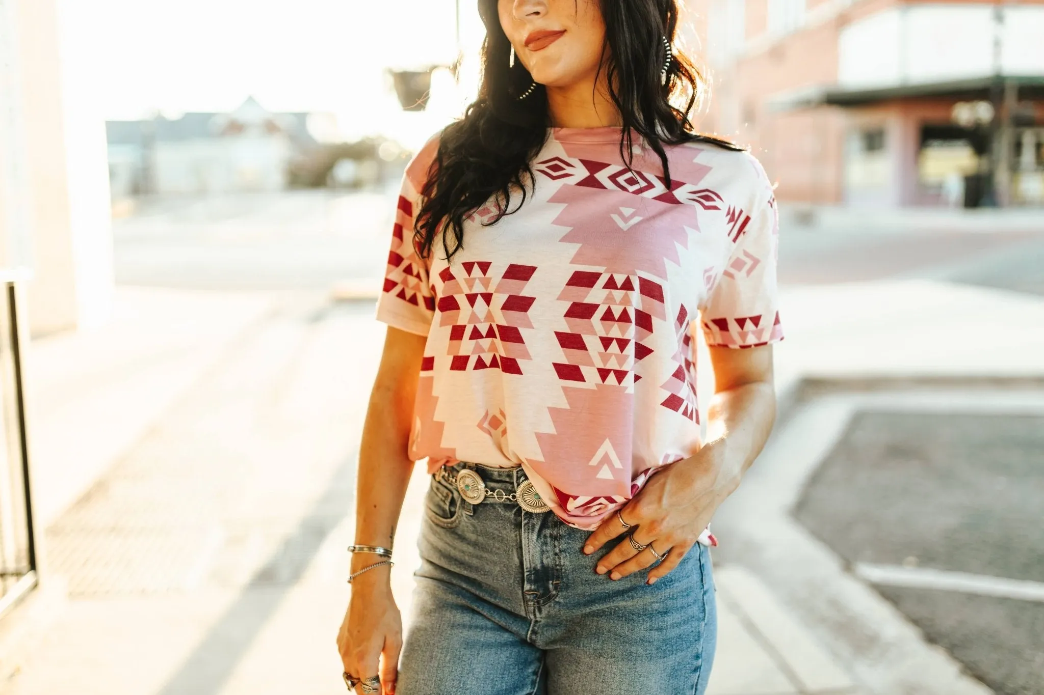 Pink Aztec Short Sleeve Tee