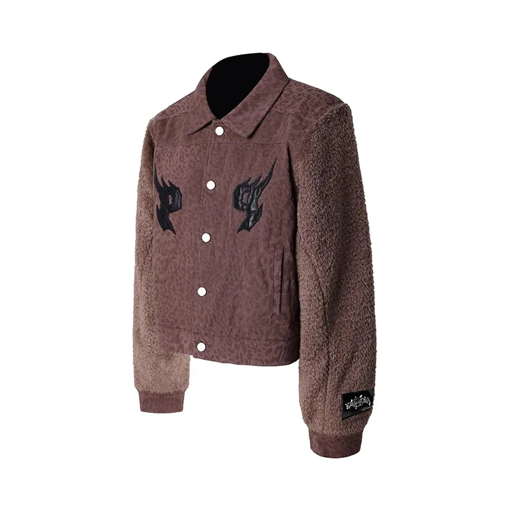 PINKSPINK Flame Embroidered Textured Jacket - Brown/Red