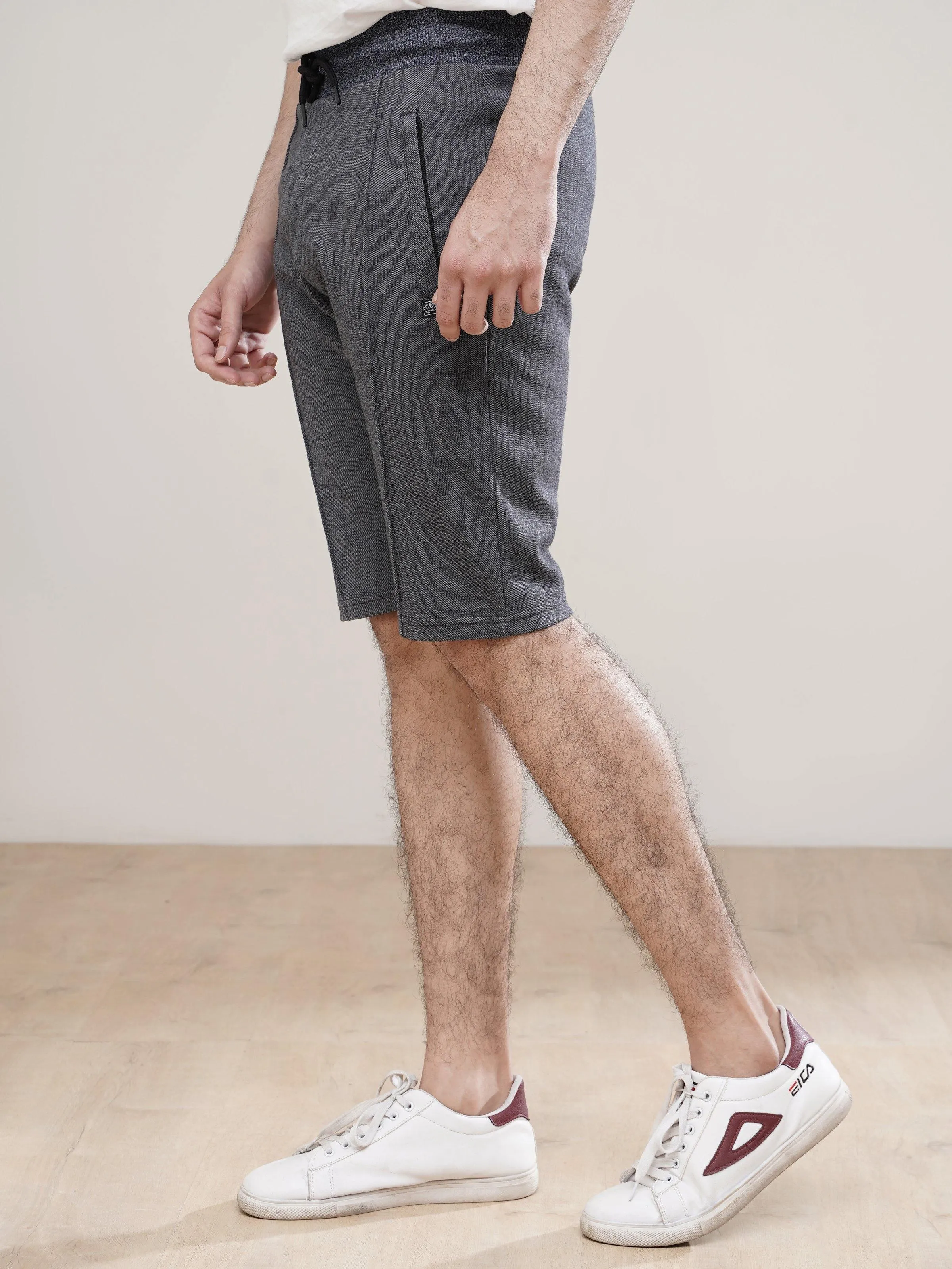 PIQUE INTERLOCK SHORT CHARCOAL MELANGE