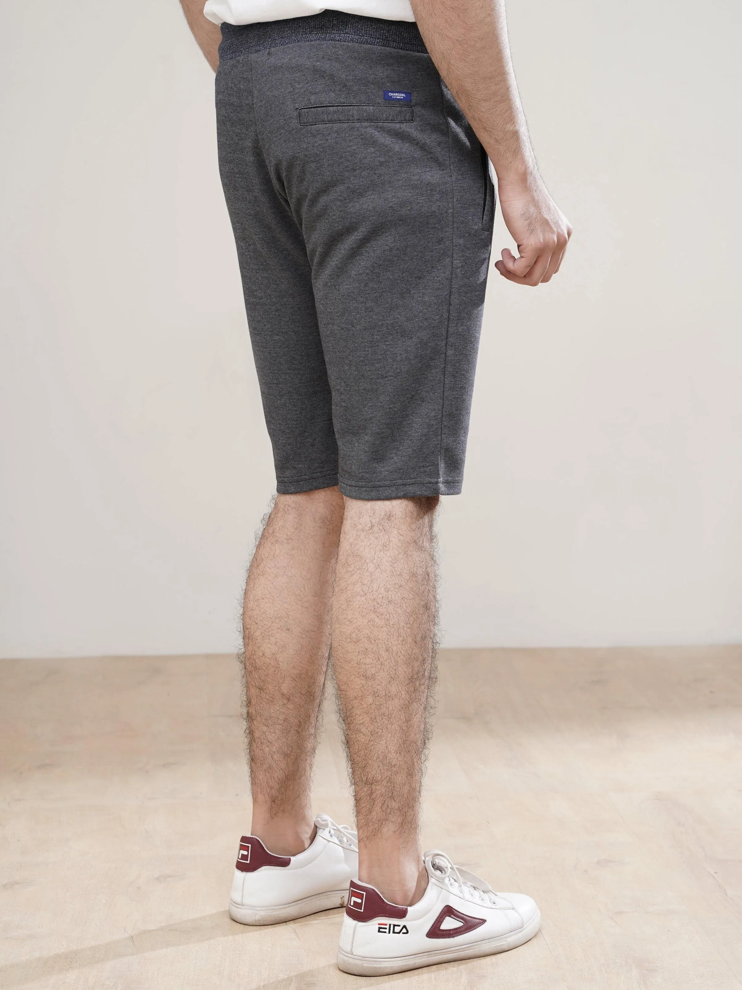 PIQUE INTERLOCK SHORT CHARCOAL MELANGE