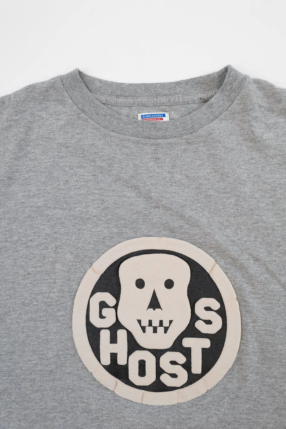 "Slub Jersey" Flocky Ghosts Print Tee - Heather Grey