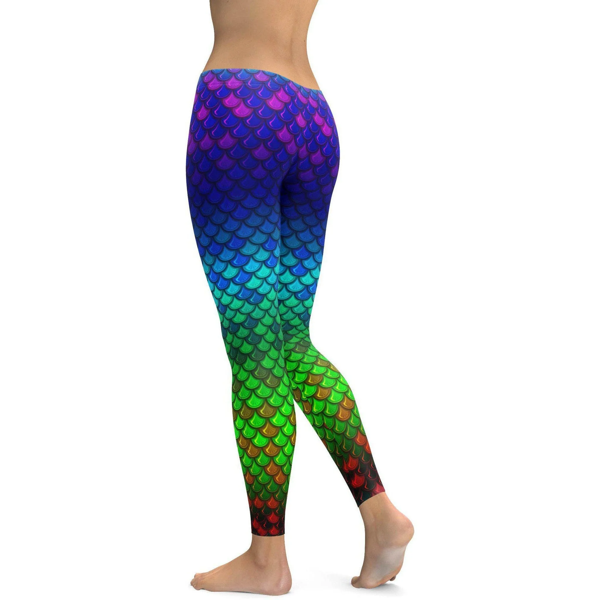 Rainbow Colored Mermaid Leggings