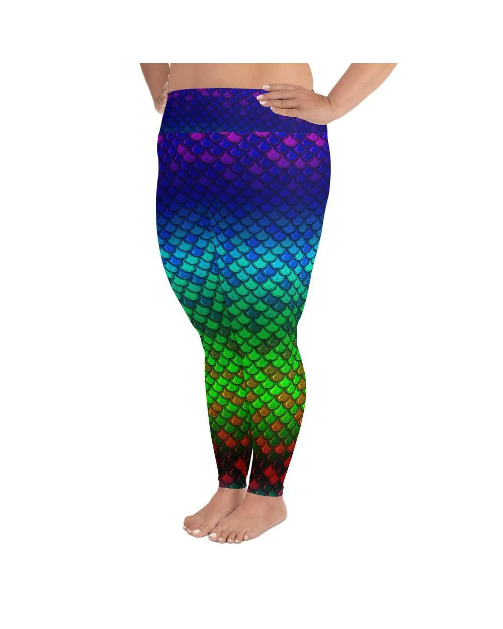 Rainbow Colored Mermaid Plus Size Leggings