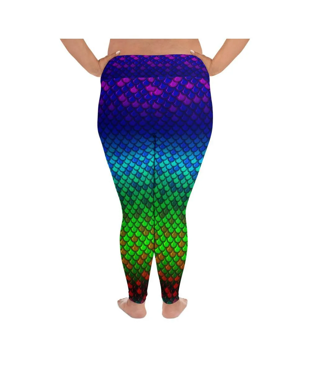 Rainbow Colored Mermaid Plus Size Leggings