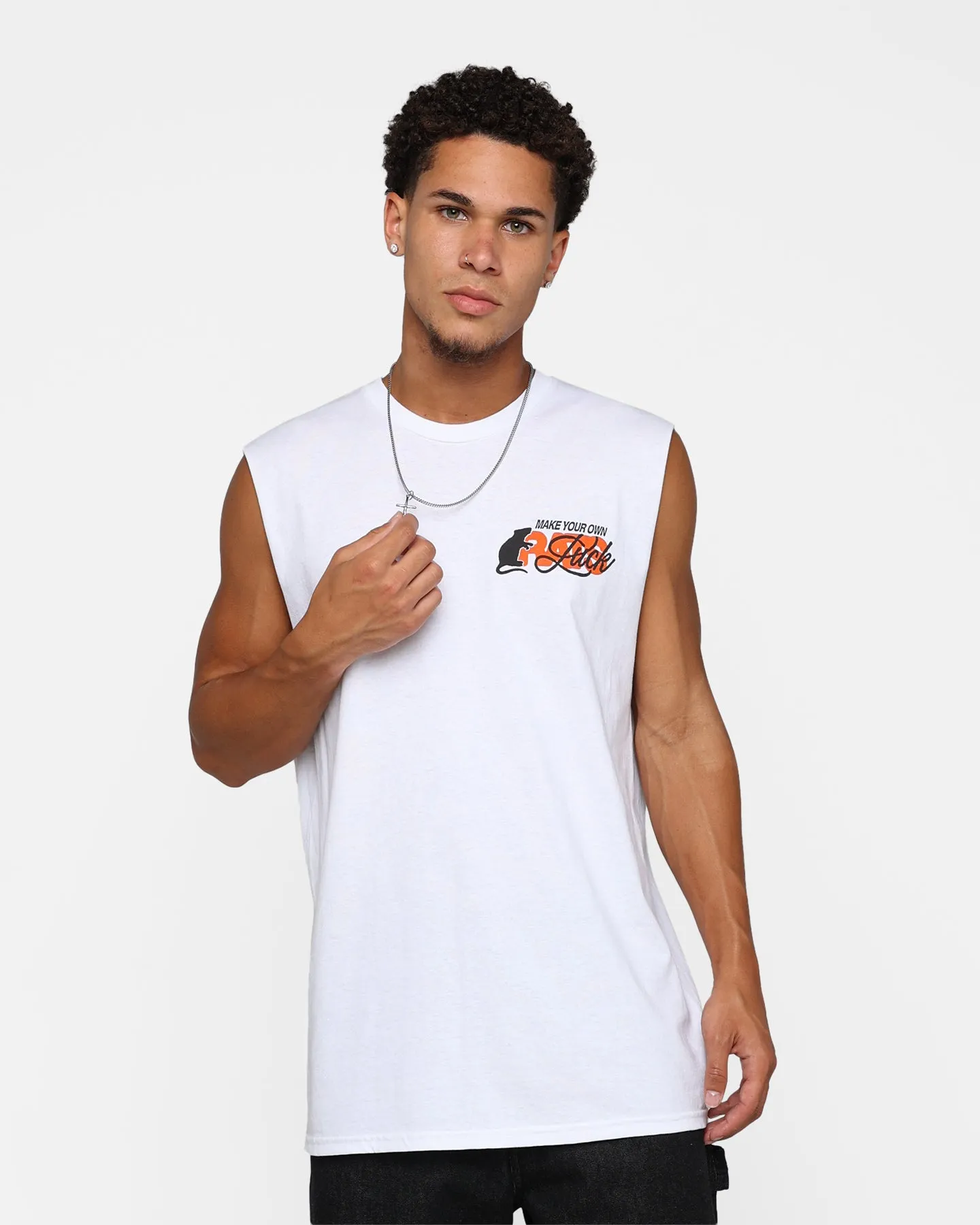 Rats Get Fat Own Luck Muscle T-Shirt White