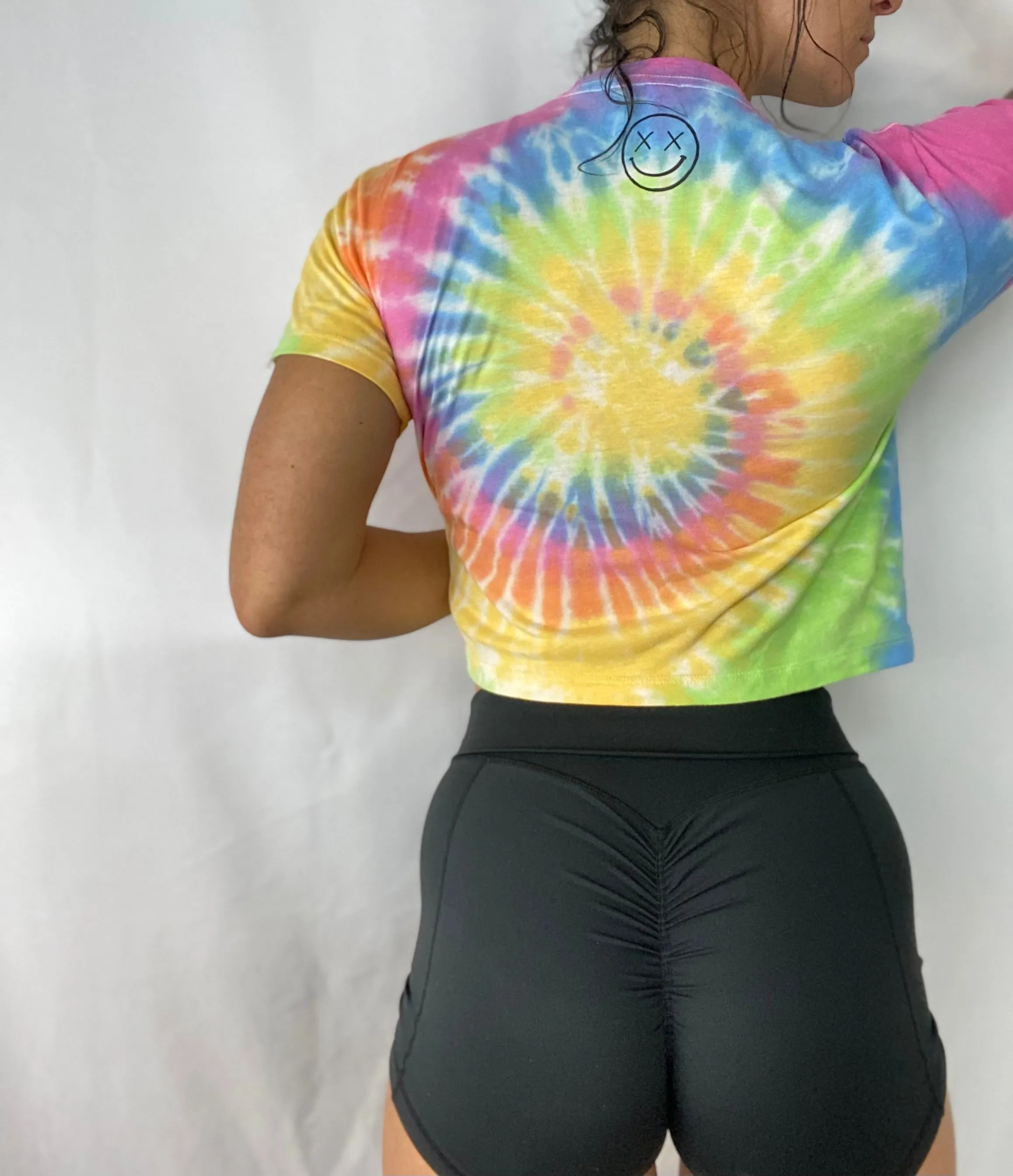 Salty Savage Ladies "MUSCLE DADDY" Spiral Tie Dye Crop Tee