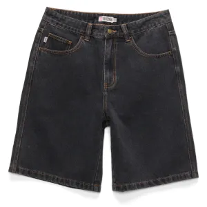 S/Double - Emb Denim Standard Shorts Washed Black