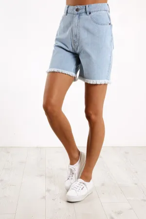 Shelby Hemp Denim Cut Off Short Stone Blue