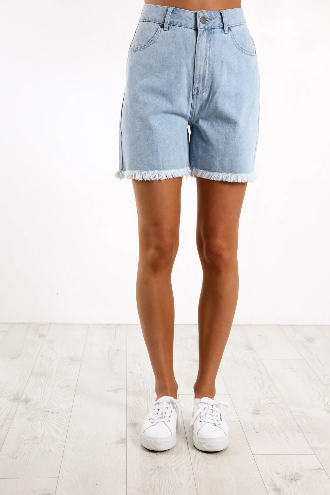 Shelby Hemp Denim Cut Off Short Stone Blue