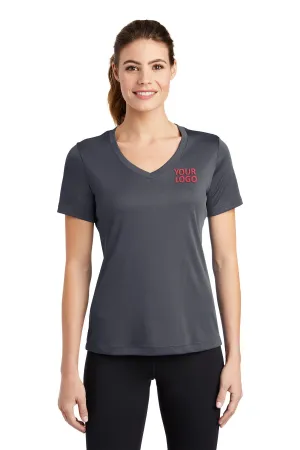 Sport-Tek Ladies PosiCharge Competitor Custom V-Neck Tee's, Iron Grey