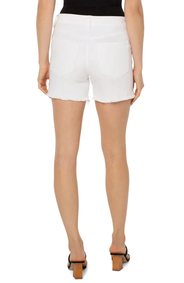 The Gia Glider Short with Fray Hem | Bright White