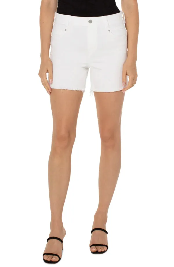 The Gia Glider Short with Fray Hem | Bright White