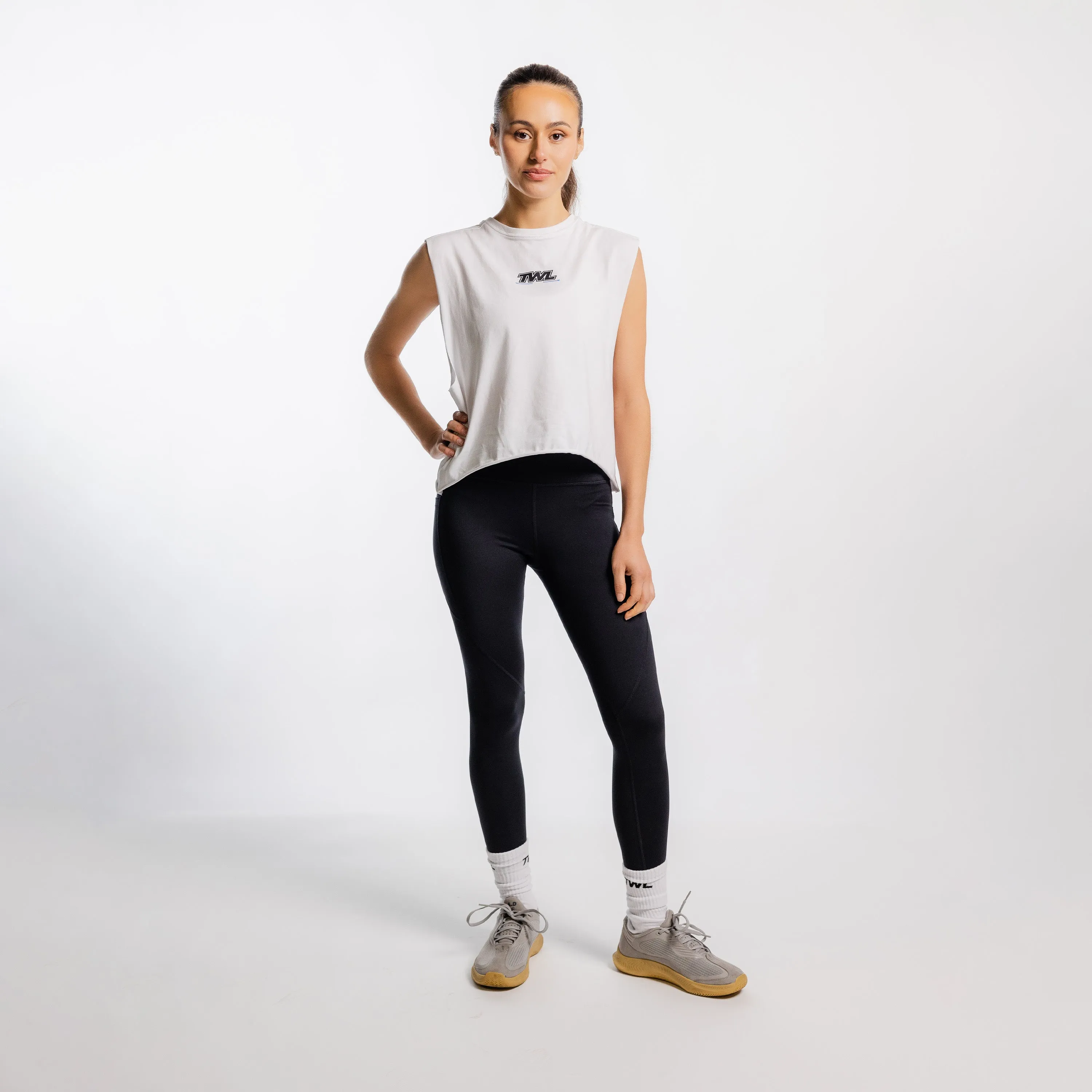 TWL - WOMEN'S SLASH CROP - RACE TO WIN - WHITE/BLACK