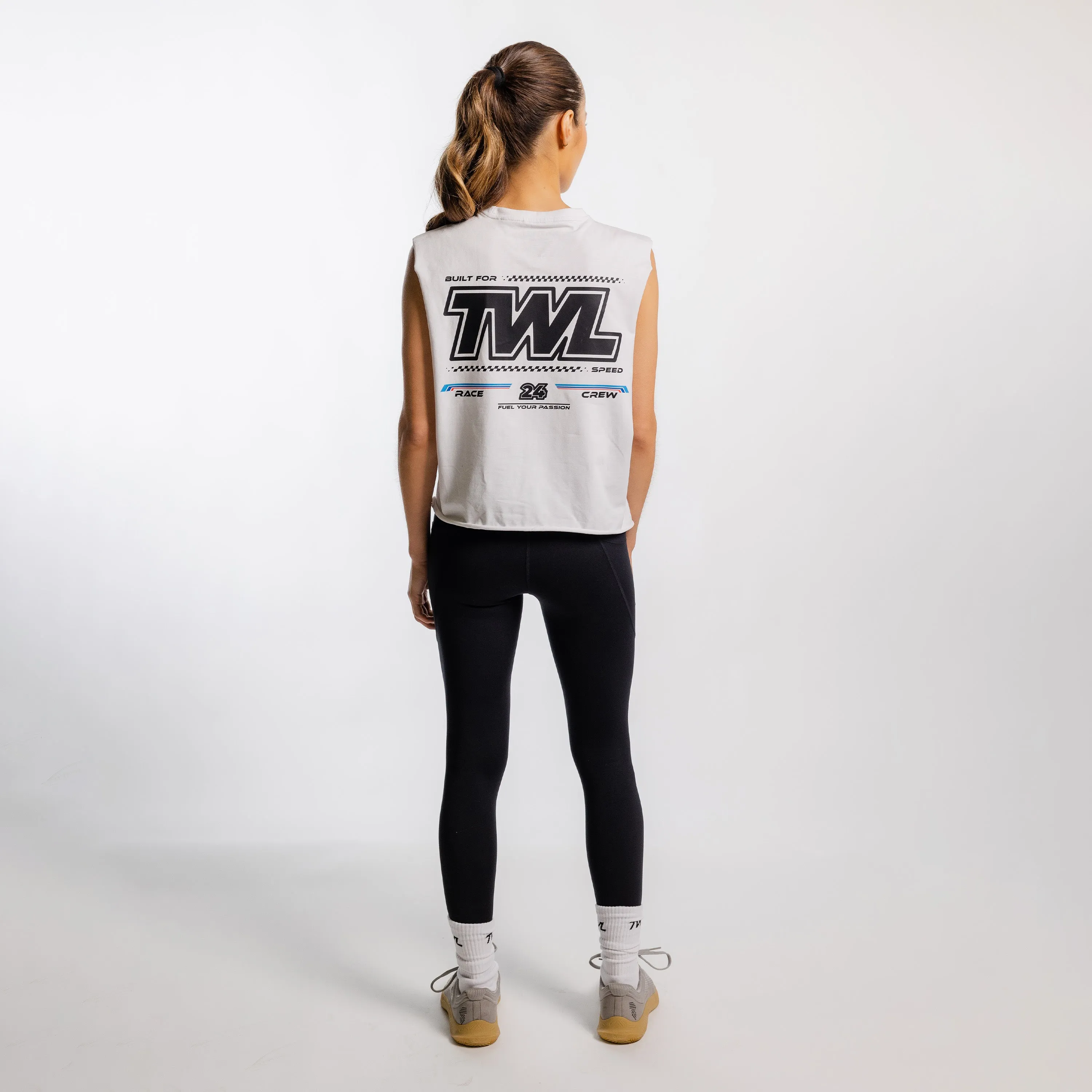 TWL - WOMEN'S SLASH CROP - RACE TO WIN - WHITE/BLACK