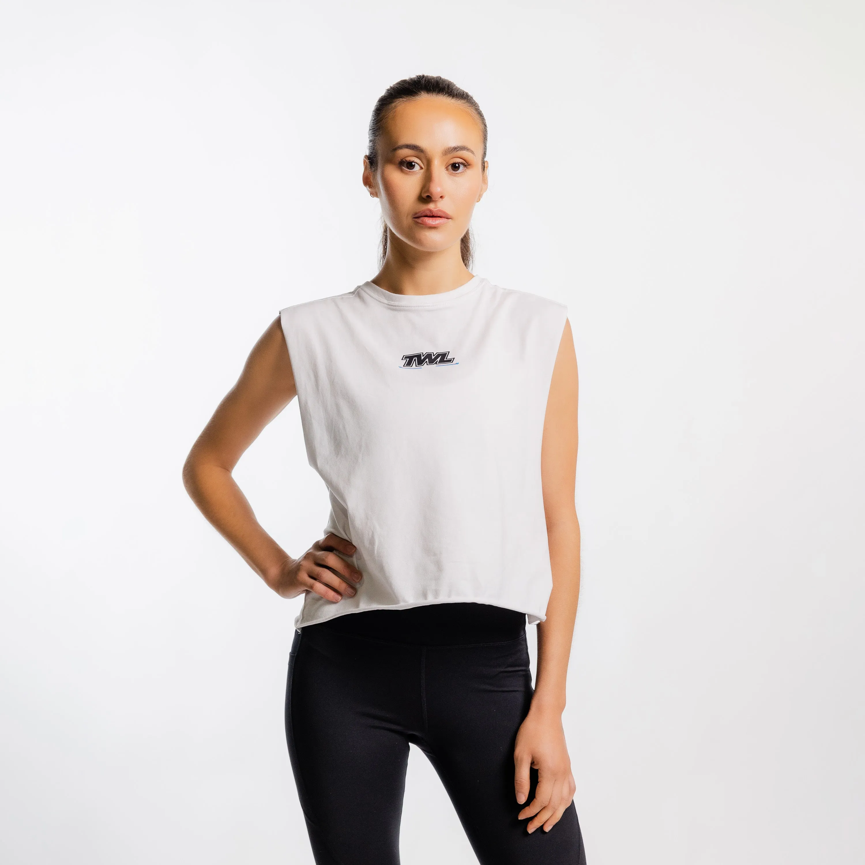 TWL - WOMEN'S SLASH CROP - RACE TO WIN - WHITE/BLACK